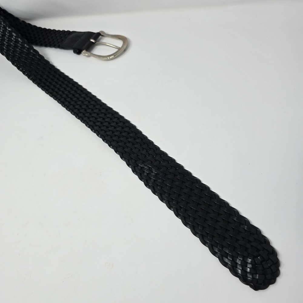 Michael Kors Black Woven Braided Leather Belt Silver Buckle 553633 Medium READ - Picture 9 of 14